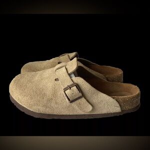 Birkenstock Boston Soft Footbed Taupe Suede Size 38 Regular/Wide NEW with Box!